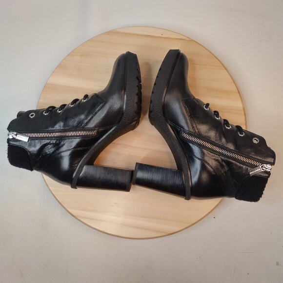 Michael Kors Kim Leather Ankle Lace Up Black High Heel Booties Women US 7M - Picture 11 of 13